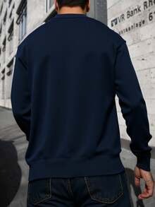 Men Sweaters - Navy Blue - View 2