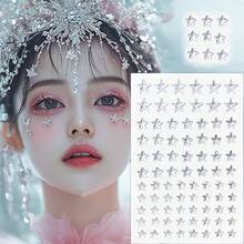 1pc Star Shaped Rhinestone Makeup Graffiti Sticker, 3D Decorative Sticker For Christmas - White - View 4