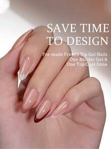 150片法式杏仁形凝胶美甲片 - 裸色经典法式尖头美甲片，中长杏仁形甲片，软凝胶假指甲，可浸泡延长亚克力美甲用品 - 彩色 - 查看 2