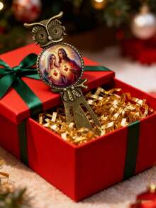 Marcapáginas personalizado con fotos, accesorios de libro con diseño vintage inspirado en el Sagrado Corazón de la pareja, marcos de fotos para decoración de estantería, decoración de libros, decoración religiosa, decoración del hogar, decoración romántica, estética atemporal, detalles hechos a mano, materiales premium, decoración sentimental, marcapáginas decorativos, estilistas del hogar, amantes de los libros - Multicolor - Ver 3