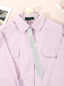 1条女士亮面黑白水钻法式DIY浪漫领带，适合约会、派对、日常穿着、旅行和度假。 - 彩色 - 查看 12