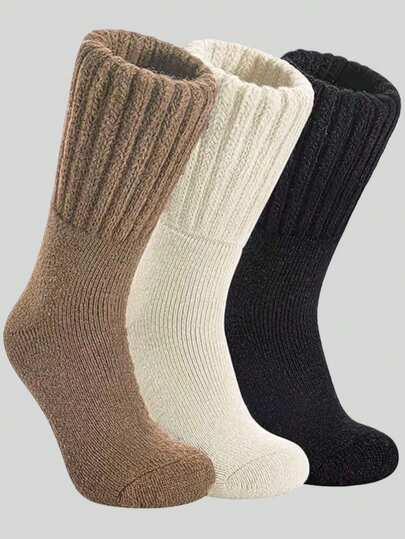 3/6/15 Pairs Men's Extra Thick Upgraded Warm Lining Winter Leg Warmers Set - Comfortable Soft Wool Leg Warmers Christmas Gift For Dad, Unisex, Suitable For Cold Weather, Long Leg Warmers, Black Winter Leg Warmers, Thick & Warm Moisture-Wicking Casual Leg Warmers, Suitable For All Year Round Use