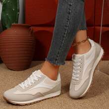 Spring Autumn Outdoor Office Work Sport Sneakers For Women Low Top Comfortable Casual Running Breathable Classic Walking Trainers Chunky Shoes Tennis Shoes Sneakers Shoes - 米色 - 查看 4