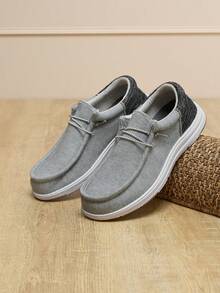 Men's Arch Support Casual Slip-On Shoes Loafers For Men Comfortable Shoes - Xám - Xem 2