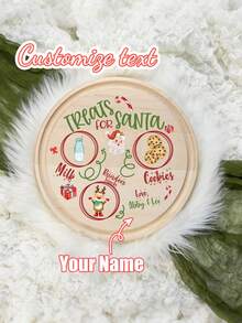 1pc Custom Christmas Cheese Board, Personalized Cheese Tray With Name, Wooden Cheese Plate,15.5*15.5cm, Custom Name Christmas Serving Tray, Cheese Tray, Cookie Tray, Ideal For Christmas, Gift For Family, Girlfriend, Boyfriend, Friend, Kids, Gift For Him, Gift For Her