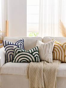 Bộ 1/2 vỏ gối họa tiết hình bán nguyệt, vỏ gối vuông thêu nhung vải canvas, dùng hàng ngày trong phòng ngủ, phòng khách, ghế sofa, sân, trang trí sân vườn, không lõi 30*50cm 45*45cm - màu xanh lá - Xem 5