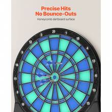 Electronic Dart Board, LED-Illuminated Target Dartboard With 48 Games & 500+ Variations, Includes 6 Dart Shafts With Flights & 50 Soft Tips, Cricket Scoring LCD Screen - Supports Up To 8 Players - 13.5-inch Illuminated Target - View 3