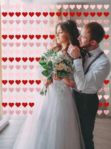 72件玫瑰金和粉红酒红色派对装饰 - 心形纸彩带，花环，适用于情人节、母亲节、单身派对、新娘送礼会、订婚、婚礼悬挂装饰，持久惊喜，情人节花环，情人节横幅，情人节花圈，情人节装饰，大型心形情人节装饰品，情人节礼物，房间装饰 - 彩色 - 查看 3