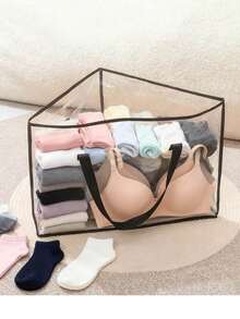 1-Pack/2 Packs New Hanger Triangle Storage Bag, Wardrobe Clothes Rack Organizer With Handle For Space Saving In Cabinets Clothes Hanger Storage Box - Clear - View 8