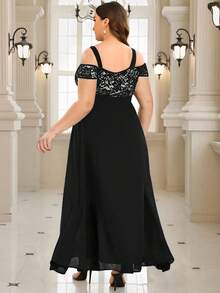 Evening Dresses Plus Size Long Lace Dress Off Shoulder Elegant Fashion Women - 黑色 - 查看 2