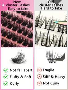 156 Pcs 13Row Cluster Eyelashes, Mixed Lengths, D-Shaped Curl, Glamorous Eye Makeup, 3D Russian Cat-Eye Style Extension, Lightweight And Fluffy False Eyelashes, Soft And Comfortable, Suitable For Beginners, Reusable, Saves DIY Time, Festive Gift Eyelash Clusters, Eyelash Clusters, Individual Eyelashes, Eyelashes, False Eyelashes - D - 查看 4