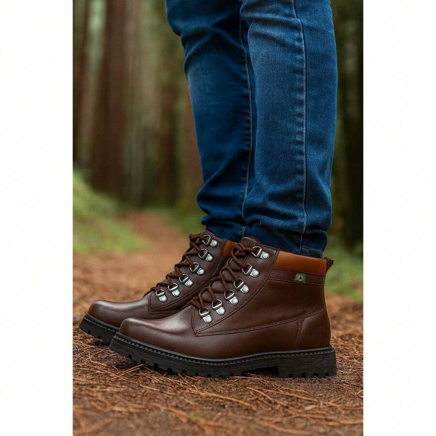 Men's Leather Boots With Rubber Sole REF: 906 Leather Flash - Cà phê nâu - Xem 1