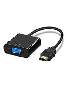 1pc Black High Definition VGA Converter To VGA Cable Adapter, Suitable For Monitors, Projectors, TVs, Hubs