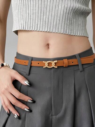 1pc Elegant Brown Belts For Women - Thin Corset Style For Skirts, Jeans, Parties, And Business Meetings - Perfect For Autumn/Winter And Back To School Season & Christmas