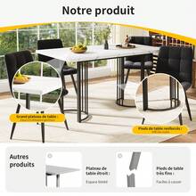 Telescopic Dining Table (140-179.5*80cm), Extendable Dining Table, Space-Saving Kitchen Table, Metal Frame, Rectangular Dining Table For Dining Room And Living Room, White/Black - White - View 5