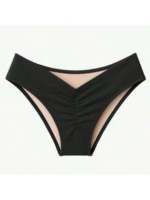 Beach Panties With Butt Lifting Effect, Double String, Ruched Back, High Waist, Premium Quality, Immediate Shipping, Summer, Women's, For Her - Black - View 3