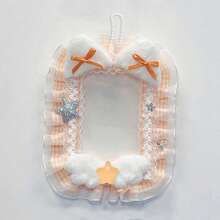 1pc Cute Lace & Mesh Photo Display Card Holder, With Hanging Chain, Pentagram Pattern Handmade DIY Finished Product, Idol Fandom Goods, 3-Inch Photo Display, Kpop Fluffy Angel Wings Cat Ear Decor, Lolita Card Holder - Multicolor - View 2