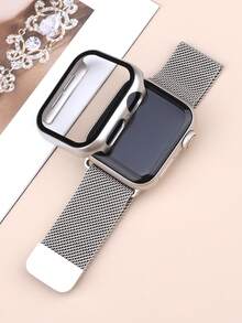 Compatible With Apple Watch Band And Case: Stylish, Soft, Breathable, And Adjustable. Features A Circular Braided Stainless Steel Magnetic Band And A Two-In-One, Drop-Resistant, Scratch-Resistant Tempered Glass Pc Case. Compatible With Apple Watch Series Ultra, 11/10/9/8/7/6/5/4/Se,40/41/42/44/45/46/49 Mm Bands And Cases. The Milanese-Style Band And Minimalist Case Provide A Comfortable Fit.