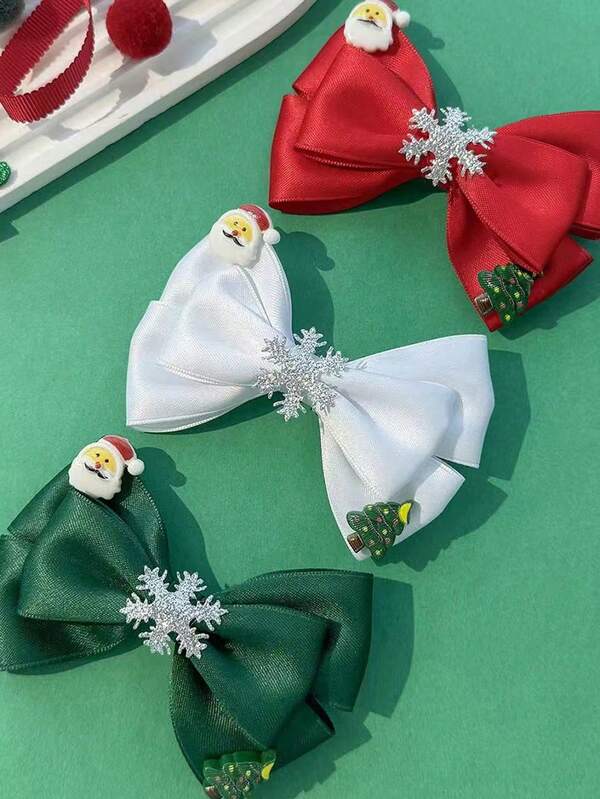 1pc Women's Hair Accessories, Christmas Bow Hair Clip, Sweet Princess Hair Barrette, Side Bangs Clip, Cute Santa Claus Christmas Hair Decoration, Gift For Women, Claw Clips, Hair Claws, Hair Slide, Hair Barrettes