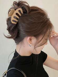 4 pezzi/1 pezzo Fermagli per capelli in plastica da donna di colore nero, bianco, marrone, kaki da 5,8 cm, eleganti e semplici di colore unito, adatti per uso quotidiano, casual, festa, pendolarismo, spiaggia, bagno, trucco, accessorio per outfit