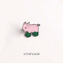 3pcs Pig Shaped Brooch Set, Suitable For Couples, School Uniform Accessories, Anti-Glare, V-Neck, Creative Badge, Cute Animal Design - Multicolor - View 5