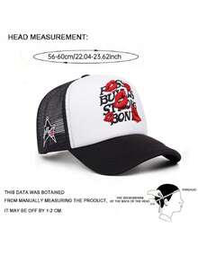 1顶男士哥特字母刺绣卡车帽，红色嘴唇字母刺绣，嘻哈帽；时尚可调节防晒男女通用棒球帽，适合户外、旅行、海滩派对，春秋季佩戴。 - 字母 - 查看 11