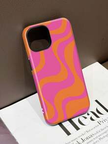 Pink Wave Ripples 1pc Glossy Artistic Water Wave Pattern 2-In-1 Filmstrip Phone Case, Compatible With Samsung/ 11/12/13/14/15/16/17 Pro Max,International Version, Not The Domestic Version - Multicolor - View 2