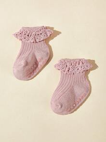 1/6/12 Pairs Baby/Toddler Solid Color Socks, Cute Anti-Slip Lace Trim Ruffle Socks, Soft & Comfortable, Suitable For Newborns/0-2 Years Old, Thin For Spring/Summer, Random Color Delivery, Great For New Year Gifts, Back To School, Kids Activities - Multicolor - View 6