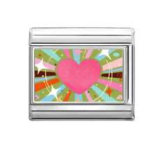 1件DIY照片模块化手链，饰以花朵、爱心、眼睛元素，适合作为派对礼物送给朋友/情侣，适用于圣诞节、新年、万圣节、情人节等场合，设计精美，不锈钢材质，本地制造，实用时尚，是圣诞节和万圣节的必备单品，色调沉稳，充满秋日气息。