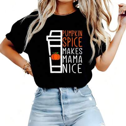 Pumpkin Spice Makes Mama Nice Shirt - Great Mother Gift T-Shirt220g M-en's Heavyweight Cotton T-Shirt - Quality FeeL-SUitable for all people, whether woM-en or M-enhigh-quality durable fabric suitable for all seans,ft to the touch but built to lastBreathabletops woM.en fall outfiT.S for woM.en vaC.Ation outfiT.S woM.en halloween costume