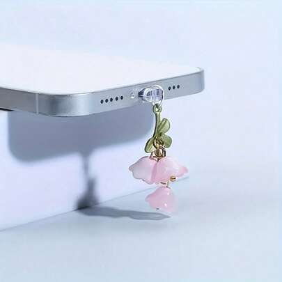 1 Piece Mobile Phone Dust Plug Wind Chime Lily Pendant For Iphone Type-C Android Headphone Jack Mobile Phone Jack Dust Plug