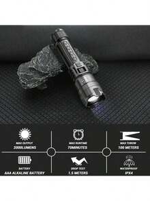 1 件 LED 手电筒，便携式防水充电手电筒，多功能伸缩变焦手电筒，户外 USB 充电应急手电筒，用于应急、露营、露营配件 - white light - 查看 6