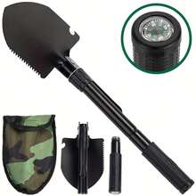 1 قطعة مجرفة قابلة للطي 2 في 1 للبستنة، مجرفة للتخييم العسكري، أداة تدريب للبقاء على قيد الحياة، حقيبة محمولة، مقبض معدني مناسب للتخييم والتنزه والبستنة والصيد