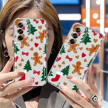 Funda de teléfono de galleta de jengibre navideña para Oppo A3 A3 Pro A3X A16 A17K A18 A38 A40 A55 A57 A57S A58 A60 A76 A77S A78 A79 A80 5G A95 A98 Reno 5 8T 10 11 Pro 12 13F, funda de teléfono de TPU transparente a prueba de golpes, cobertura completa, funda protectora simple y a la moda, personalizada y creativa, regalo de vacaciones, tema de vacaciones, material flexible, comprador de regalos de vacaciones - Colores mixtos - Ver 4