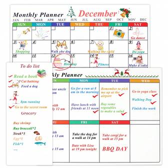 3P Fridge Calendar Magnet, Magnetic Calendar For Refrigerator, 14*11In Monthly And Weekly Planner & 3.5*8In Daily List Magnetic Calendar