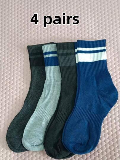 4双街头风格运动袜，男女篮球袜，高筒中筒袜，滑板长袜，健身及膝袜。随机发货。