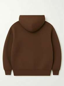 Sweatshirt Cold Weather Blouse Flannel Hooded Jacket For Kids,O, Boy, Girl, Streetwear, Everyday - Óxido marrón - Ver 2