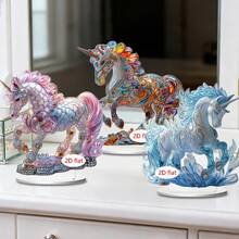 1pc Dreamy Unicorn Series 2D Flat Acrylic Ornament, Acrylic Material, Bedroom Dreamy Decoration/Best Friend Spring Birthday Gift, Valentine's Day Fairy Tale Style Scene Decoration - Multicolor-decorations - View 4
