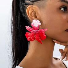 1 Pair Fashionable 2025 New European & American Cross-Border Jewelry Enamel Petal Earrings, Exquisite Design, Suitable For Women's Party, Daily Wear, Valentine's Day, Wedding, Travel, Mother's Day