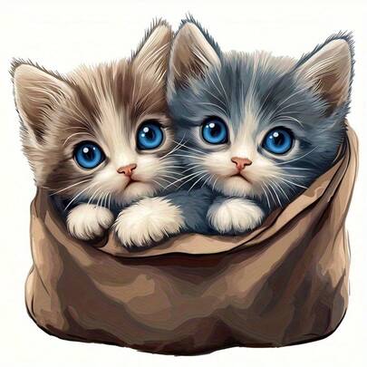 1 Piece /2 Pieces /3 Pieces Of Creative Two Cats Hand-Painted Style Heat-Pressed Picture Bags, Cute Two Cats Hidden In The Pocket Art Transfer Stickers, Ironing Transfer Stickers, Easy To Stick Stickers, Suitable For DIY Decoration, Jackets, T-Shirts, Hats, Bags, Pillows, Etc.