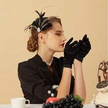 1pc 1920s Vintage Feather Headband, Rhinestone Feather Headpiece, Suitable For Roaring 20s Themed Parties, Masquerade Balls, Women's Costume - D - View 2