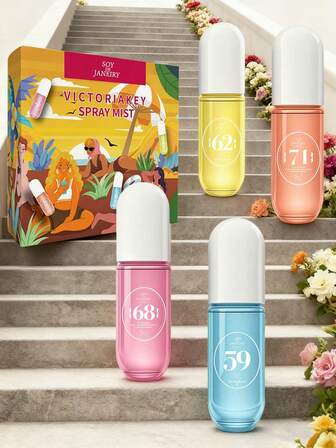 4pcs/Set 50ml/1.69fl Oz Brazil Limited Edition Fragrance Gift Set - Tropical Rio Fragrance (Herbal/Coconut/Floral/Citrus/Woody/Marine) | Multi-Layered Aromatherapy For Indoor & Outdoor | Long-Lasting Natural Fresh Scent, Ideal For Parties, Travel, Gifts