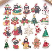 20/30pcs Christmas Charms - Enamel Alloy Santa/Snowman/Reindeer Pendants For DIY Keychains