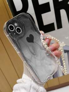 Heart Cream Wavy Transparent Painted Detachable Bracelet Cute Candy Painted Shockproof Creative Phone Case Compatible With IPhone 10/17/17Pro/17ProMax/16/16Pro/14 - Multicolor - View 2