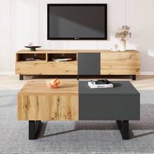 Modern Multifunctional Sliding Coffee Table With Hidden Storage, High-Quality Wood And Metal Frame, Suitable For Living And Office Areas, Easy To Install, 155 X 55 X 40