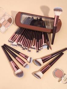 MAANGE Set de 13/25/26/30/31/33 piezas de brochas de maquillaje profesionales, incluye brochas para polvos, rubor, corrector, contorno, contorno de nariz, sombras de ojos, cejas, detalles, base, rostro y iluminador, para uso diario y viajes, accesorios de maquillaje, regalos para amigos