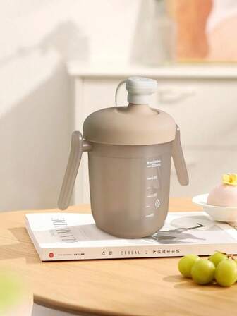 1 pièce Tasse à bec mignonne et adorable pour bébé de 320 ml avec poignée et paille, tasse à lait pour enfants à boire directement, fabriquée en PP + silicone, anti-fuite, anti-chute, durable, portable, convient aux bébés de 6 mois et plus, utilisation à la maison, à l'extérieur, à la maternelle, cadeau de fête