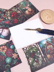 8pcs/Pack Christmas Pattern Vintage Material Paper, Large-Size Design Christmas Decorative Material Paper, Suitable For Party Gift Box Packaging, Origami Materials For Craft Classes, A Christmas Gift For Friends - Multicolor - View 6