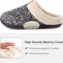 1 Pair Unisex Indoor Bedroom Slippers With Memory Foam, Wool-Like Home Shoes With Non-Slip Rubber Soles, Suitable For Men And Women - Multicolor - View 5
