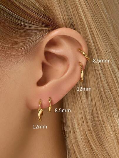 1 Pc Of S925 Pure Silver Smooth Geometric Winding Earrings, Suitable For Women's Daily Wear, Wedding And Birthday Gifts